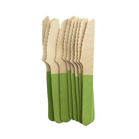 Faca De Madeira Verde 14CM Decorativa Festas 10un