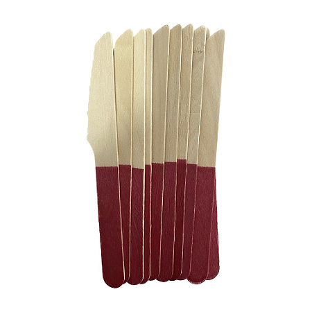 Faca De Madeira Vermelho 14CM Decorativa Festas 10un