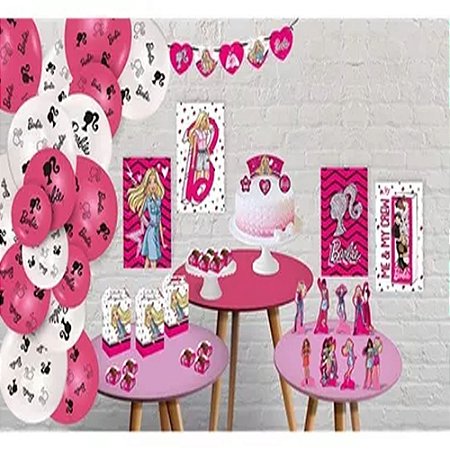 Kit Decorativo De Mesa Aniversário Festa Barbie 90 Pçs - Lembrança Chique