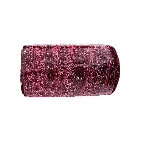 Fita De Veludo Lurex Pink Brilhante 9M Decorativa Festas