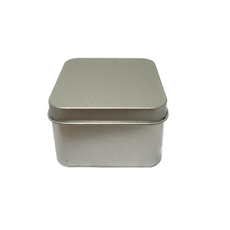 Lata Metal Pequena Quadrada Prata 10 Un Lembrancinha