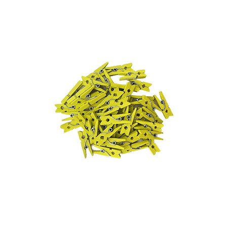 50 Micro Pregadores Amarelo 2,5CM Madeira Enfeite Decorativo