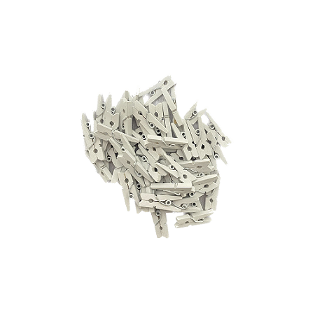 50 Micro Pregadores Branco 2,5CM Madeira Enfeite Decorativo