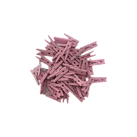 50 Micro Pregadores Rosa 2,5CM Madeira Enfeite Decorativo