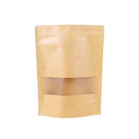 10 Saquinhos de Papel Stand Up Pouch C/Visor 15x22 Embalagem