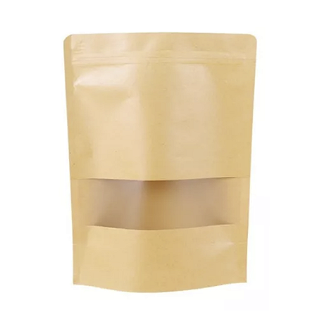 10 Saquinhos de Papel Stand Up Pouch C/Visor 18x26 Embalagem