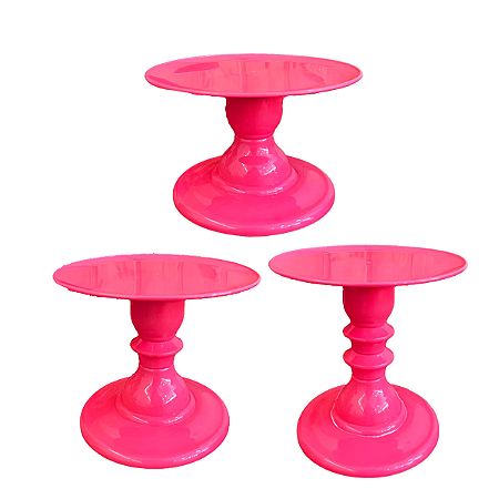 Kit Pratos Mosaico Só Boleiras Neon Rosa Alto Médio Baixo