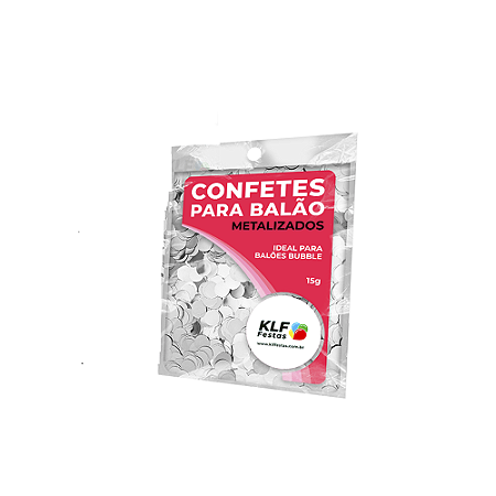 Confete Metalizado Prata Médio Enfeite Decorativo Balões 15G
