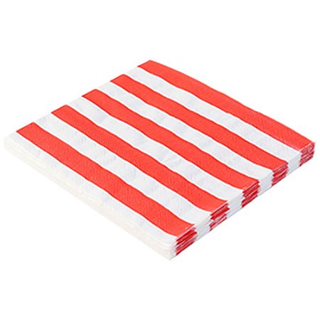 Guardanapo Listrado Vermelho e Branco Folha Dupla 20 fls 33x33