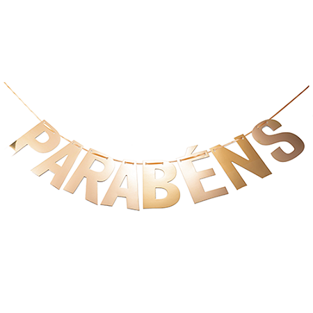 Faixa Parabéns Decorativa Rose Gold Metalizada Festas