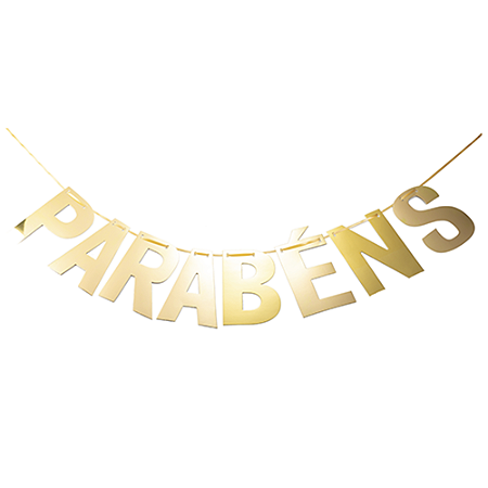 Faixa Parabéns Decorativa Dourada Metalizada Festas