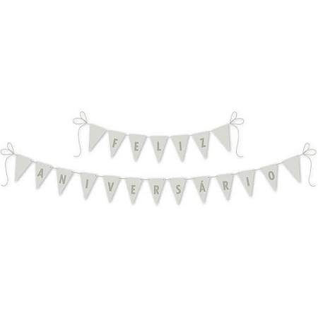 Faixa Feliz Aniversário Decorativa Branco Live Colors