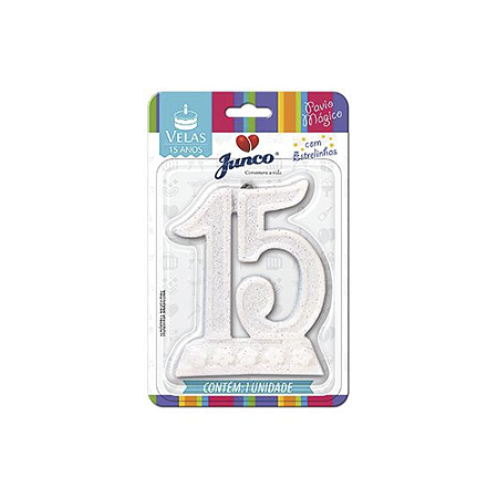Vela Quinze Anos Branco Glitter Flor Decorativa Festas