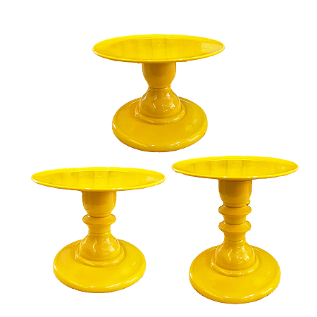 Kit Pratos Mosaico Só Boleiras Alto Baixo Médio Amarelo Gema