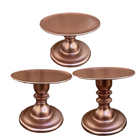 Kit Pratos Mosaico Só Boleiras Alto Médio E Baixo Rose Gold