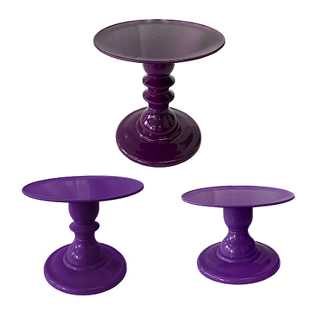 Kit Pratos Mosaico Só Boleiras Alto Médio E Baixo Roxo