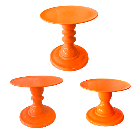 Kit Pratos Mosaico Só Boleiras Alto Médio Baixo Neon Laranja