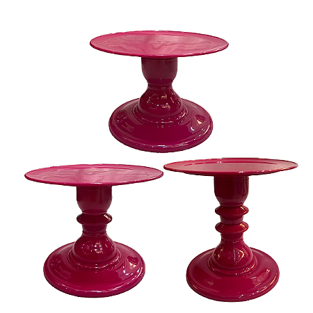 Kit Pratos Mosaico Só Boleiras Alto Médio E Baixo Fucsia