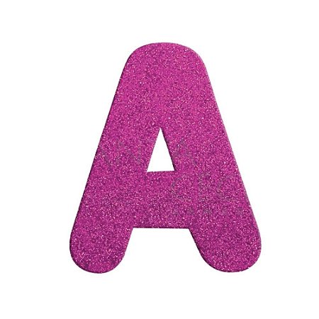 Letra A Maiúscula Rosa Glitter Brilho EVA Decoração 2x12,5CM