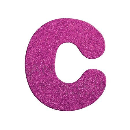 Letra C Maiúscula Rosa Glitter Brilho EVA Decoração 2x12,5CM