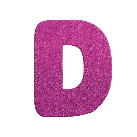 Letra D Maiúscula Rosa Glitter Brilho EVA Decoração 2x12,5CM