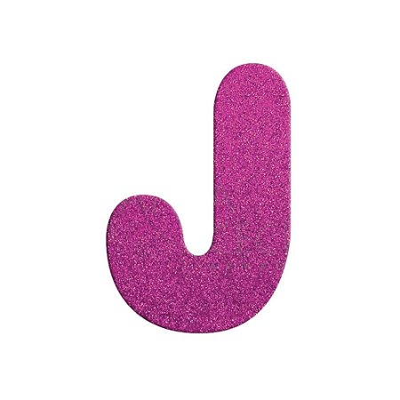 Letra J Maiúscula Rosa Glitter Brilho EVA Decoração 2x12,5CM
