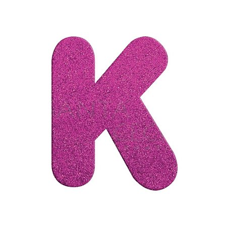 Letra K Maiúscula Rosa Glitter Brilho EVA Decoração 2x12,5CM