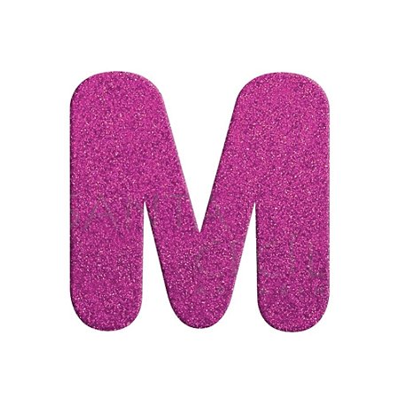 Letra M Maiúscula Rosa Glitter Brilho EVA Decoração 2x12,5CM