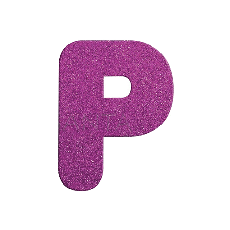 Letra P Maiúscula Rosa Glitter Brilho EVA Decoração 2x12,5CM
