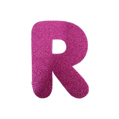 Letra R Maiúscula Rosa Glitter Brilho EVA Decoração 2x12,5CM