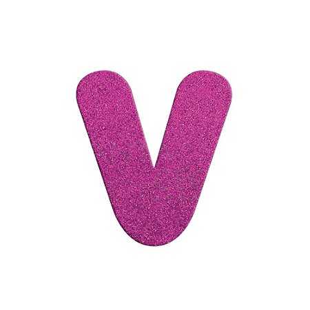Letra V Maiúscula Rosa Glitter Brilho EVA Decoração 2x12,5CM