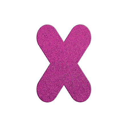 Letra X Maiúscula Rosa Glitter Brilho EVA Decoração 2x12,5CM