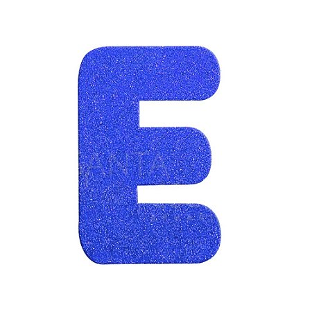 Letra E Maiúscula Azul Glitter Brilho EVA Decoração 2x12,5CM