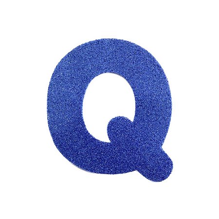 Letra Q Maiúscula Azul Glitter Brilho EVA Decoração 2x12,5CM