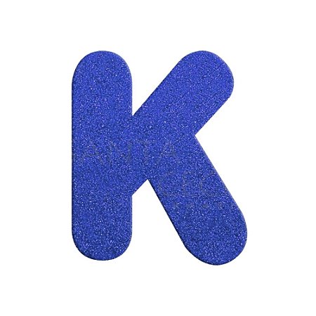 Letra K Maiúscula Azul Glitter Brilho EVA Decoração 2x12,5CM