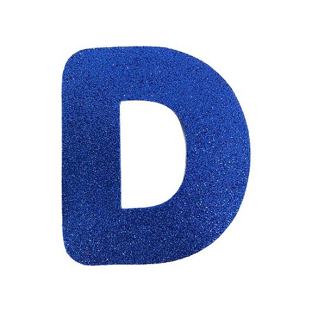 Letra D Maiúscula Azul Glitter Brilho EVA Decoração 2x12,5CM