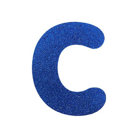 Letra C Maiúscula Azul Glitter Brilho EVA Decoração 2x12,5CM