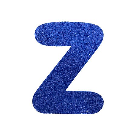 Letra Z Maiúscula Azul Glitter Brilho EVA Decoração 2x12,5CM
