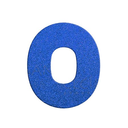 Letra O Maiúscula Azul Glitter Brilho EVA Decoração 2x12,5CM