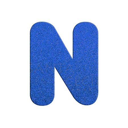 Letra N Maiúscula Azul Glitter Brilho EVA Decoração 2x12,5CM
