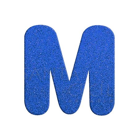 Letra M Maiúscula Azul Glitter Brilho EVA Decoração 2x12,5CM