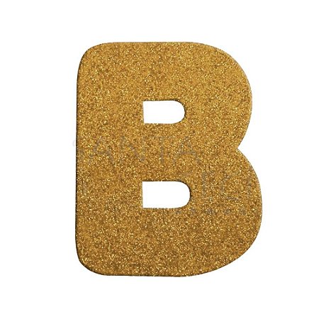 Letra B Maiúscula Dourado Glitter Brilho EVA Decoração 2x12,5CM