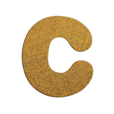 Letra C Maiúscula Dourado Glitter Brilho EVA Decoração 2x12,5CM