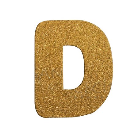 Letra D Maiúscula Dourado Glitter Brilho EVA Decoração 2x12,5CM