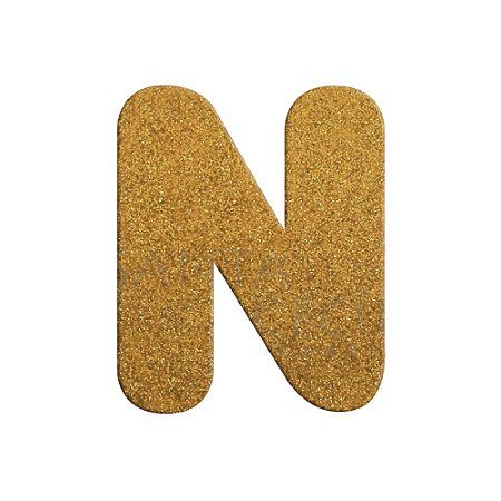 Letra N Maiúscula Dourado Glitter Brilho EVA Decoração 2x12,5CM