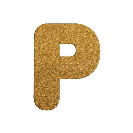 Letra P Maiúscula Dourado Glitter Brilho EVA Decoração 2x12,5CM