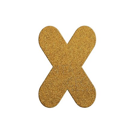 Letra X Maiúscula Dourado Glitter Brilho EVA Decoração 2x12,5CM