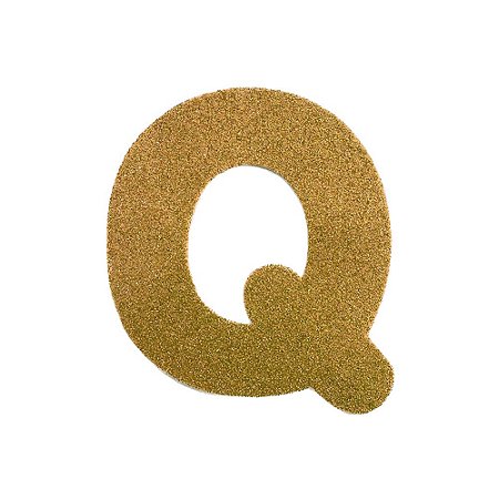 Letra Q Maiúscula Dourado Glitter Brilho EVA Decoração 2x12,5CM