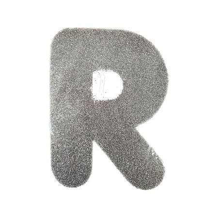 Letra R Maiúscula Prata Glitter Brilho EVA Decoração 2x12,5CM