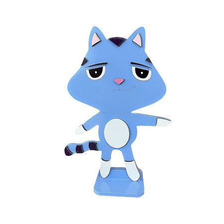 Display MDF 3D Gato Azul Ciano Decorar Mesa Festa Temática